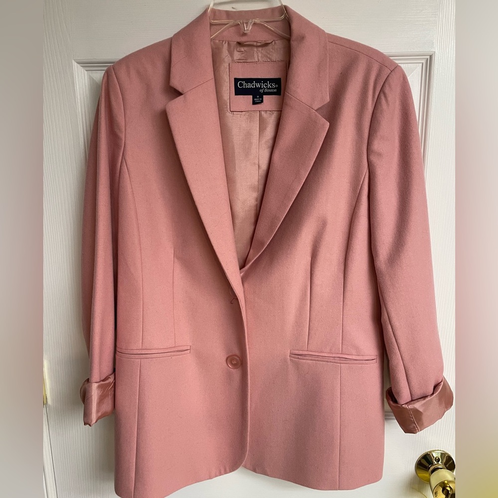 LIKE NEW CHADWICKS WOMENS JACKET BLAZER ROSE BLUSH PINK SIZE 10